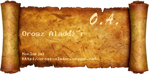 Orosz Aladár névjegykártya